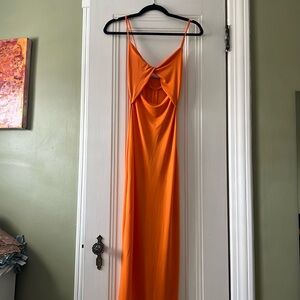 Orange Zara cut out maxi dress